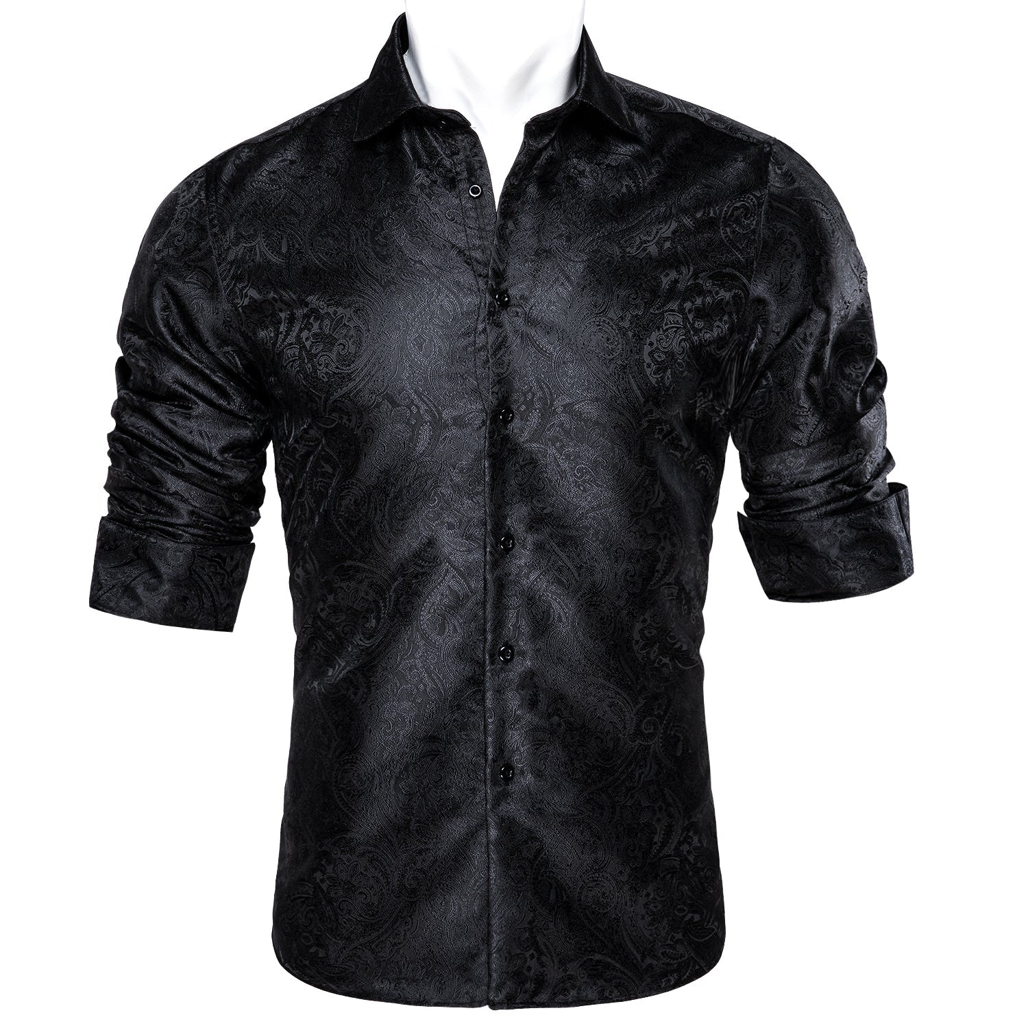 Black Paisley Silk Dress Shirt shirt    - Sophisticated Gentlemen
