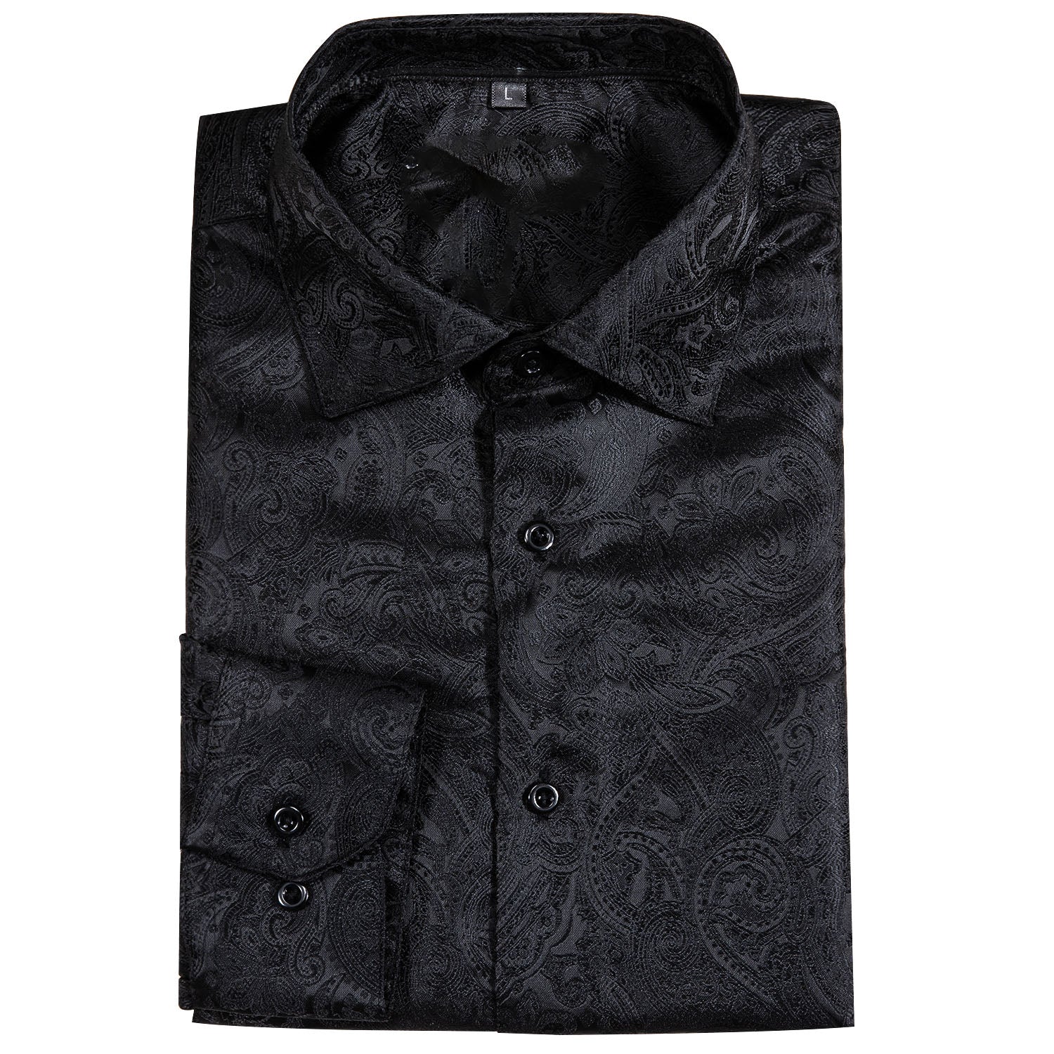 Black Paisley Silk Dress Shirt shirt    - Sophisticated Gentlemen