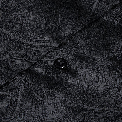 Black Paisley Silk Dress Shirt shirt    - Sophisticated Gentlemen