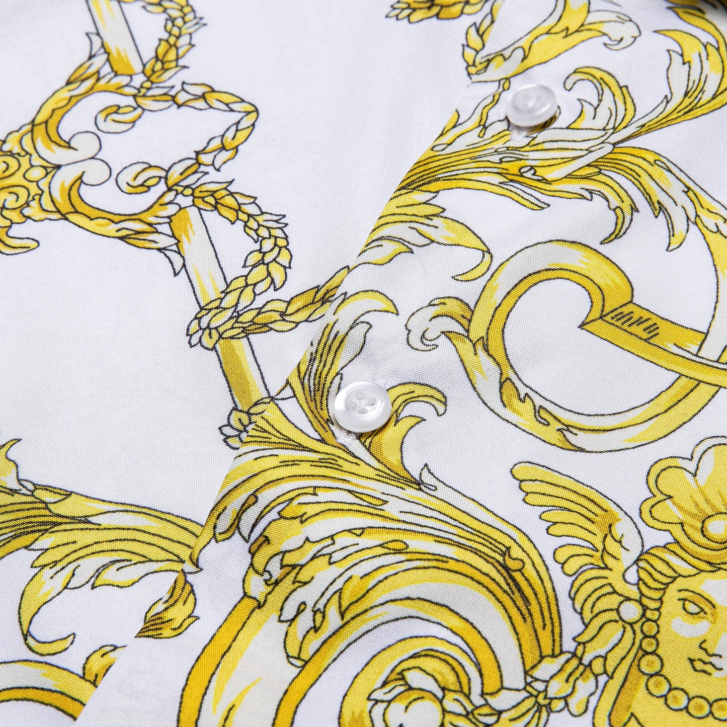 White and Yellow Cherubs Short Sleeve Dress Shirt shirt    - Sophisticated Gentlemen