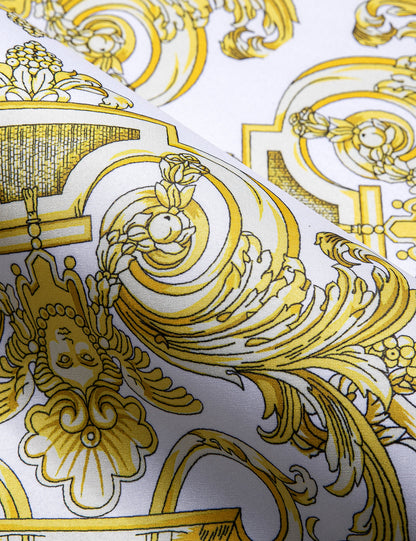 White and Yellow Cherubs Short Sleeve Dress Shirt shirt    - Sophisticated Gentlemen