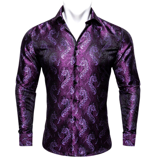 Purple and Pink Paisley Dress Shirt shirt S   - Sophisticated Gentlemen