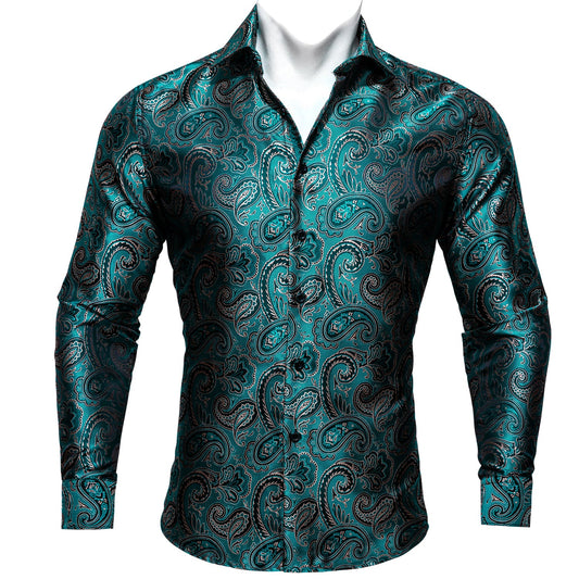 Deep Lake Paisley Dress Shirt shirt S   - Sophisticated Gentlemen
