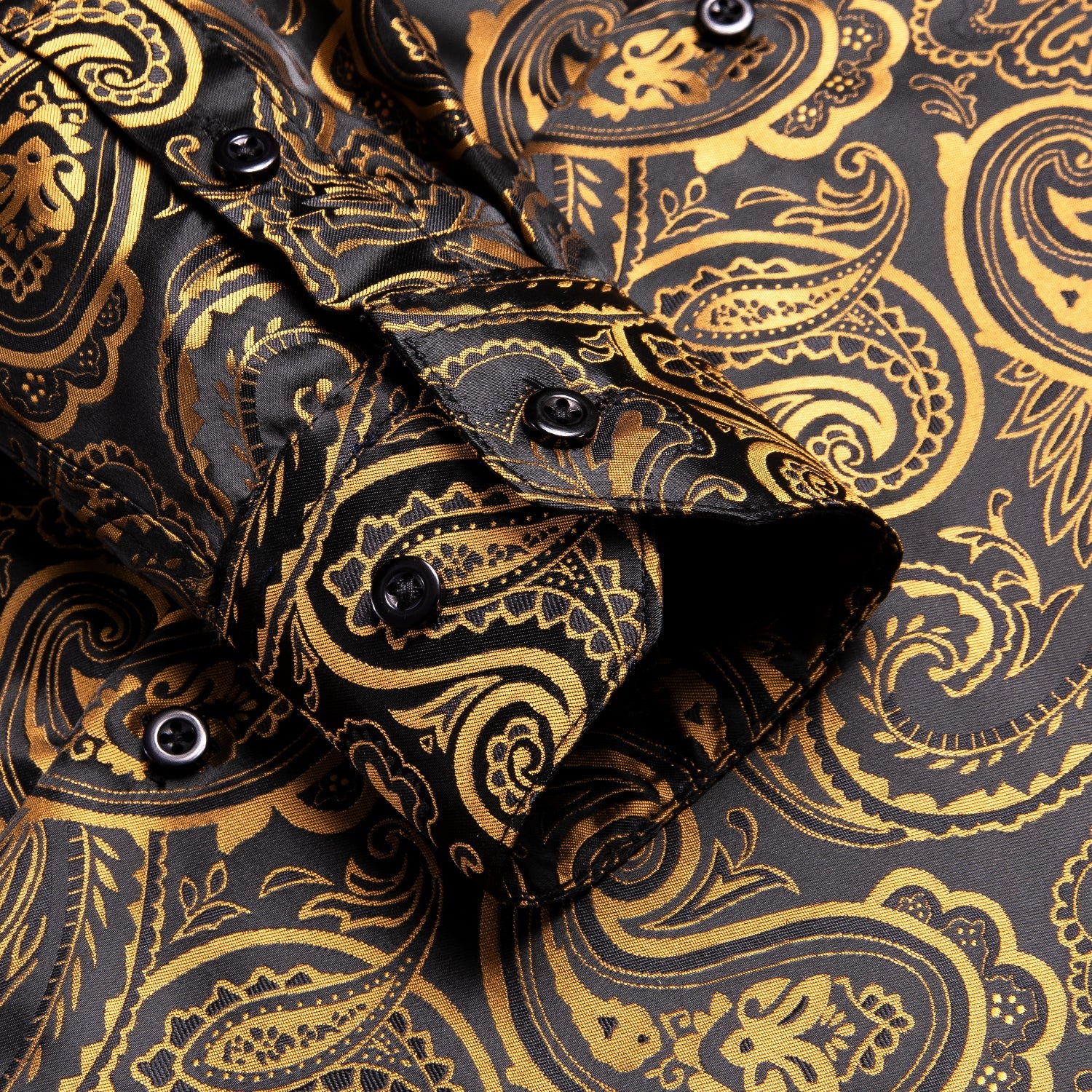 Luxury Gold and Black Silk Dress Shirt shirt    - Sophisticated Gentlemen
