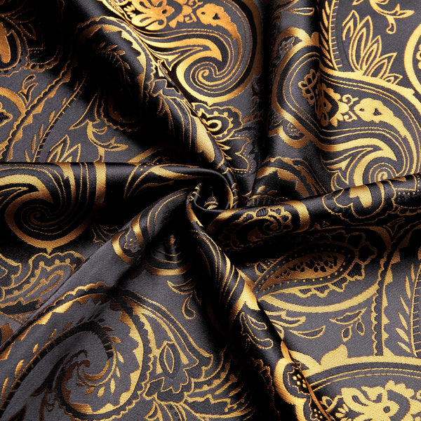 Luxury Gold and Black Silk Dress Shirt, S