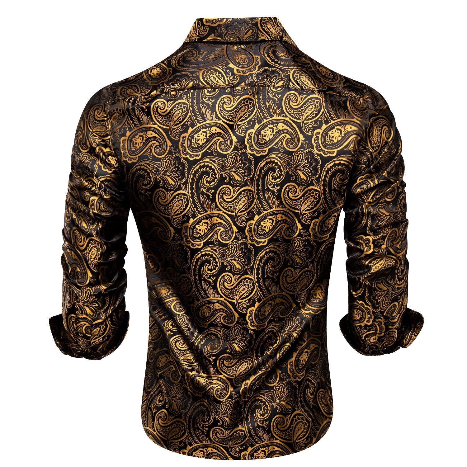Luxury Gold and Black Silk Dress Shirt shirt    - Sophisticated Gentlemen