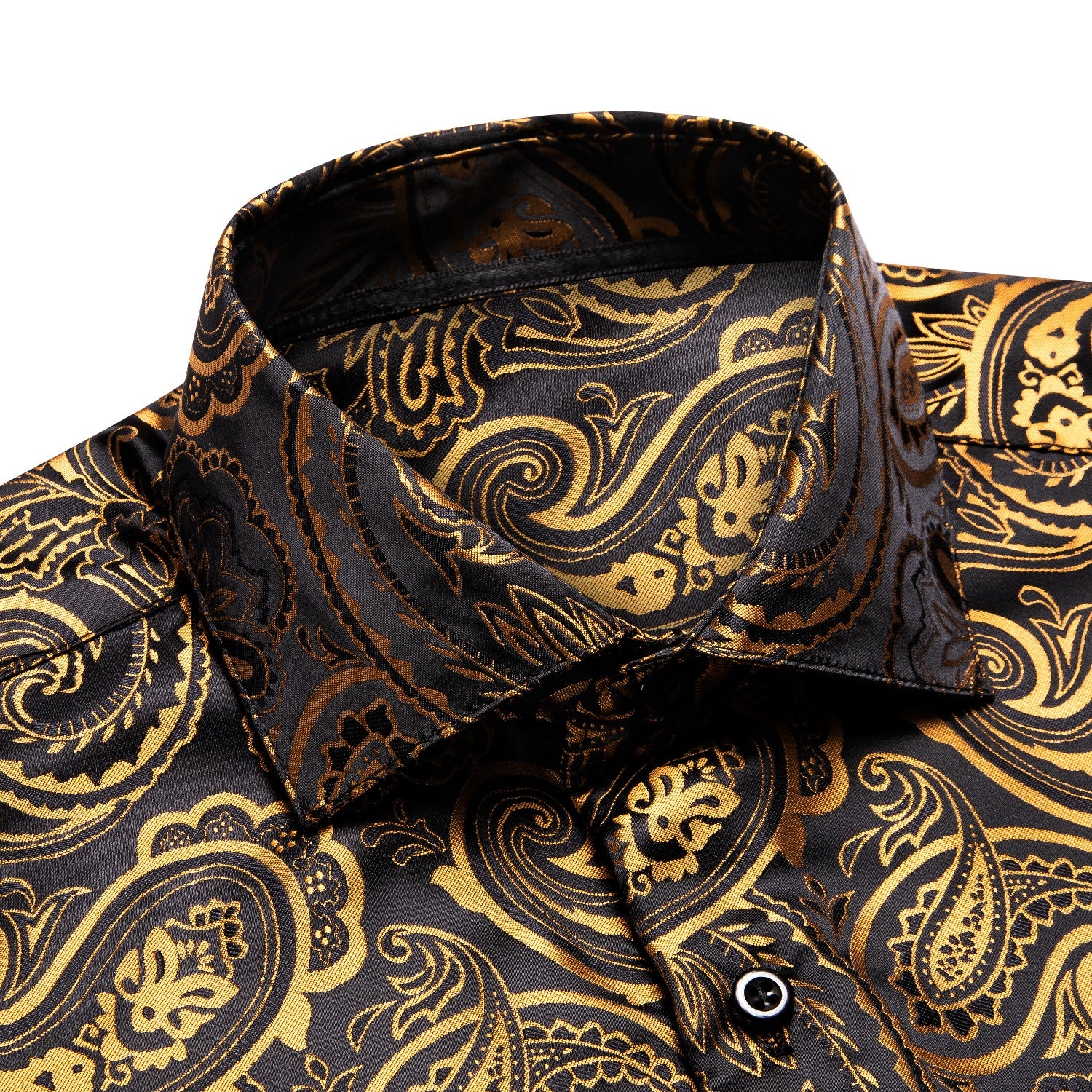 Luxury Gold and Black Silk Dress Shirt shirt    - Sophisticated Gentlemen