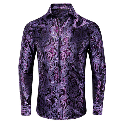 Purple Paisley Luxury Dress Shirt shirt S   - Sophisticated Gentlemen