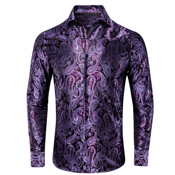 Purple Paisley Luxury Dress Shirt M