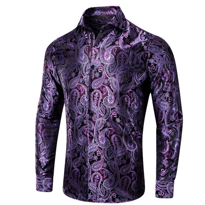 men's luxury dress shirts Silk T-Shirt Button Down Silk Short Shirt Navy Blue / L It is made from smooth silk and provides a sophisticated look for formal or smart Mondo Jeans Luxury Collection Dress