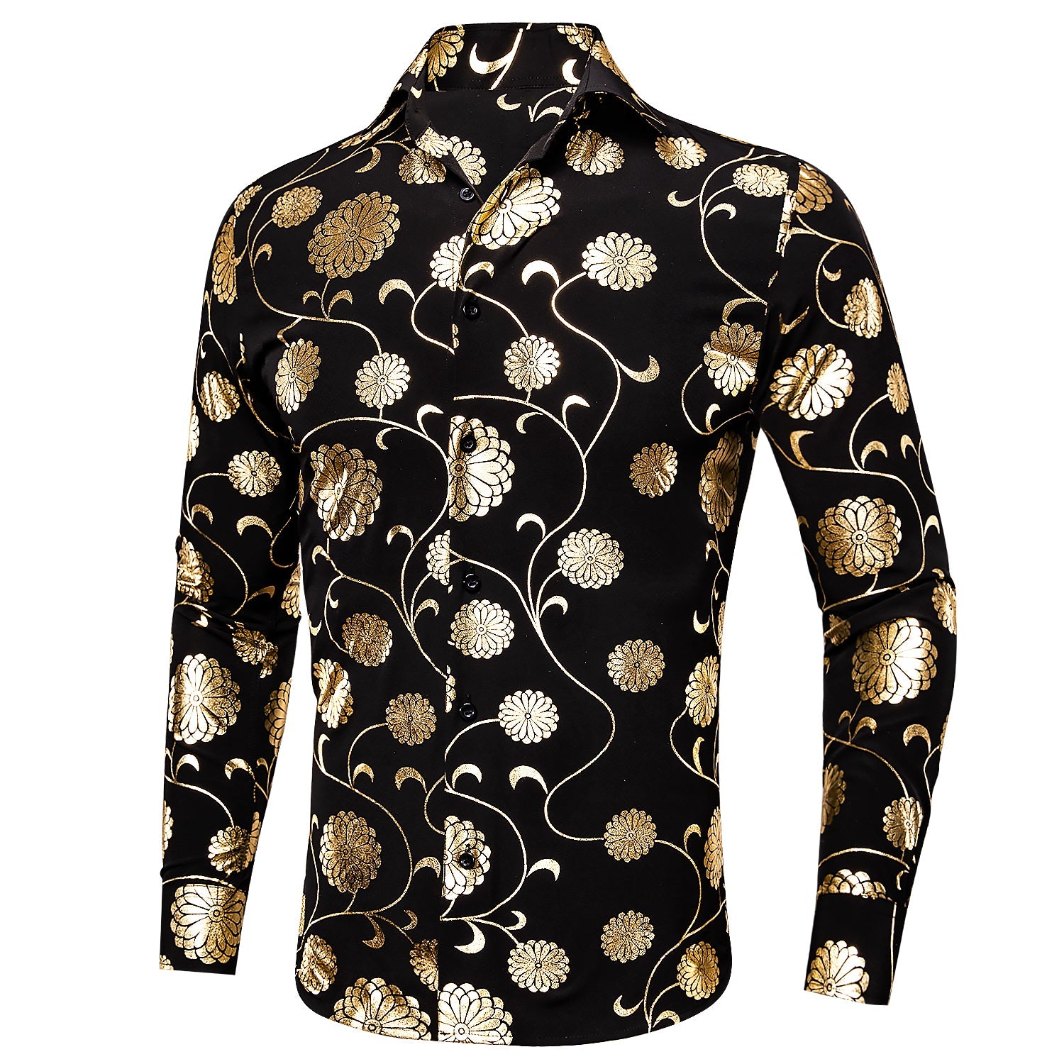 Gold and Black Floral Dress Shirt XL Gold and Black Floral Dress Shirt XL