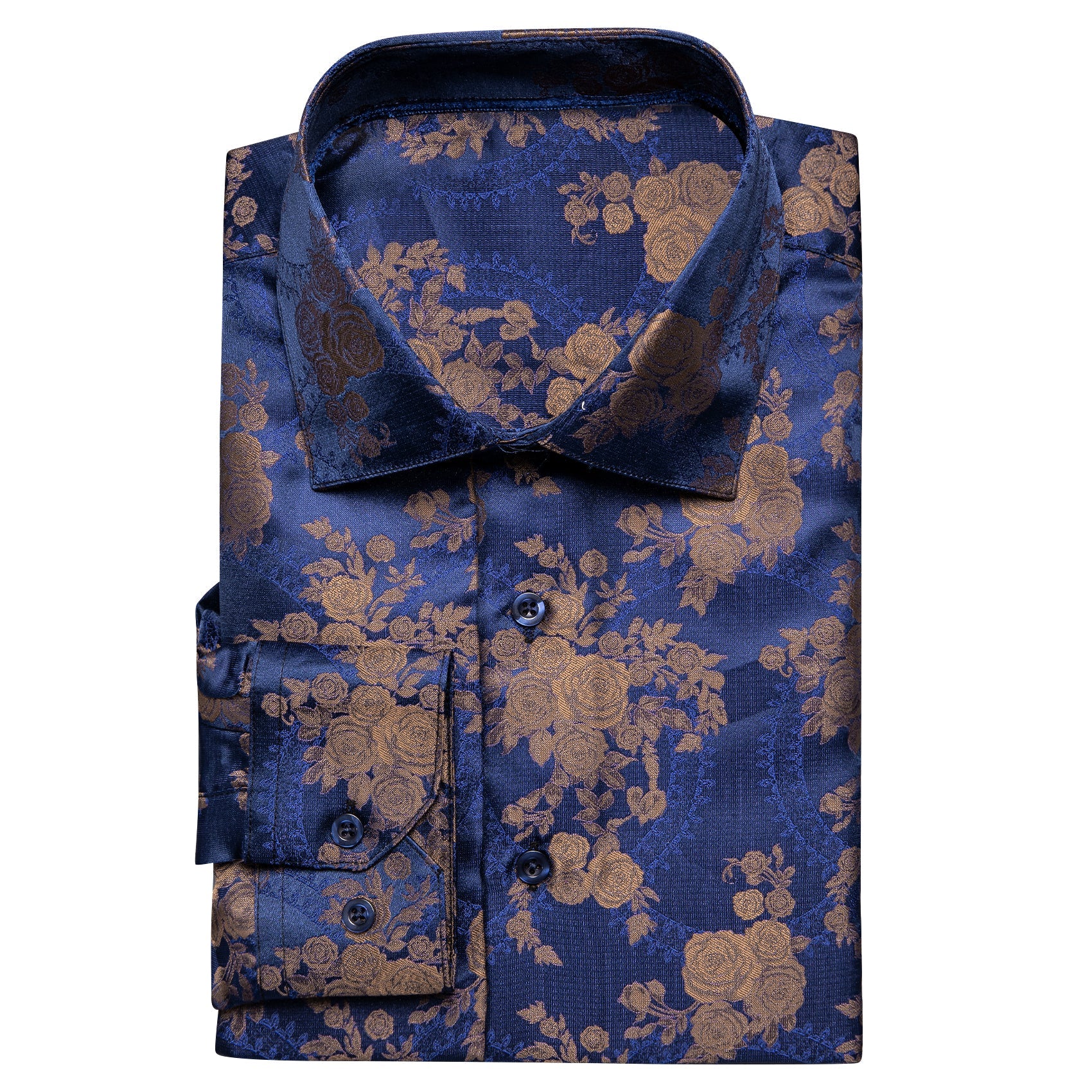 Blue and Brown Floral Dress Shirt shirt    - Sophisticated Gentlemen