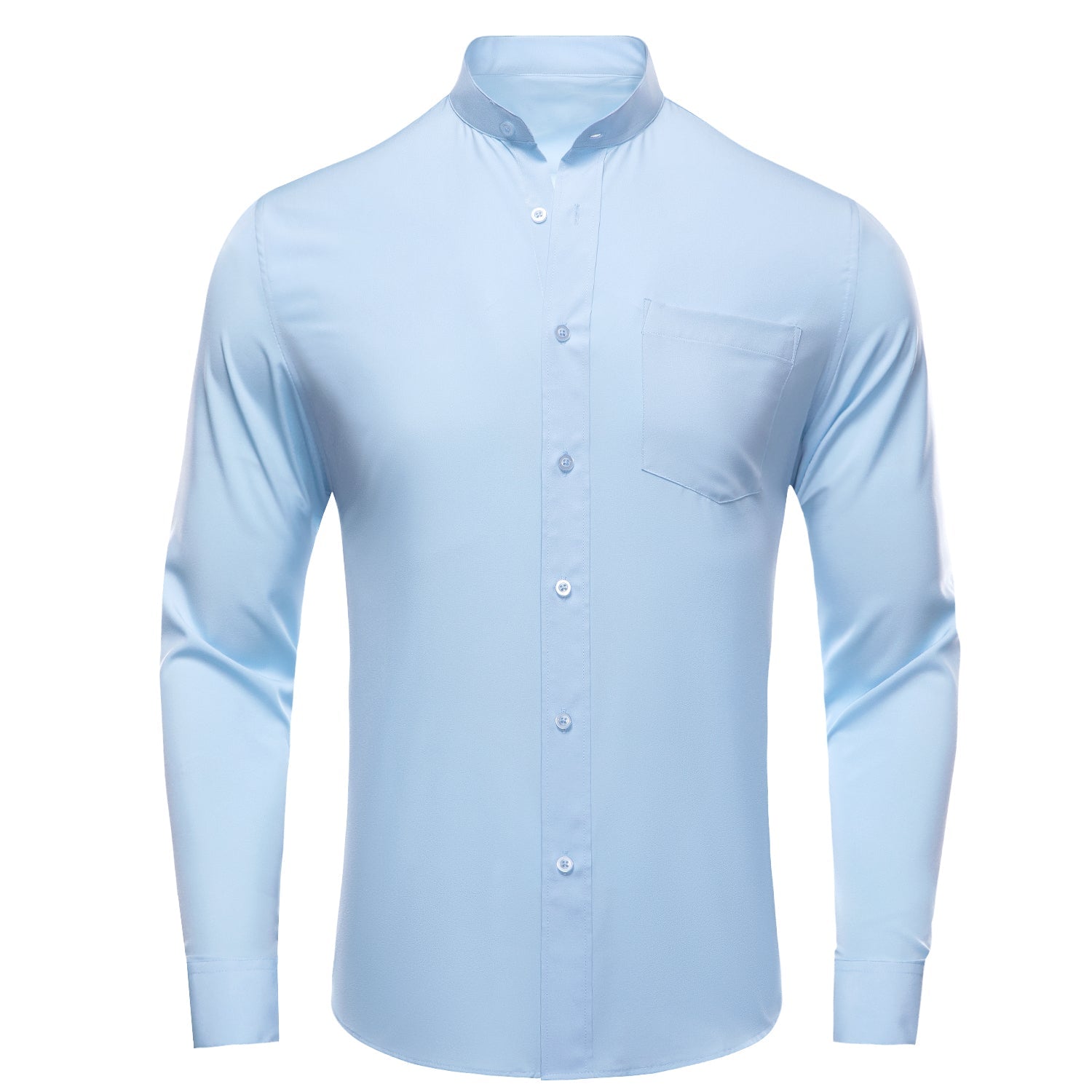 ★PARTIMENTO★ VTG Washed Open Collar Shirts Sky Blue Collarless Light Blue Dress Shirt – Sophisticated Gentlemen