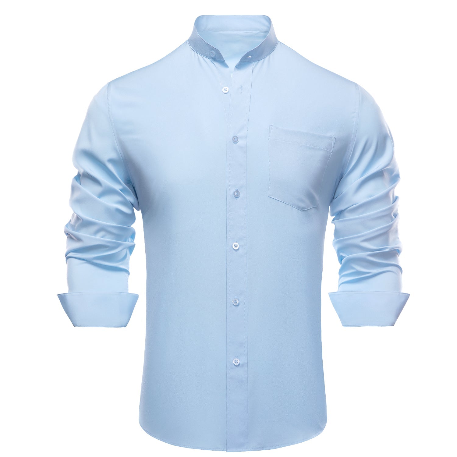 Collarless Light Blue Dress Shirt shirt    - Sophisticated Gentlemen