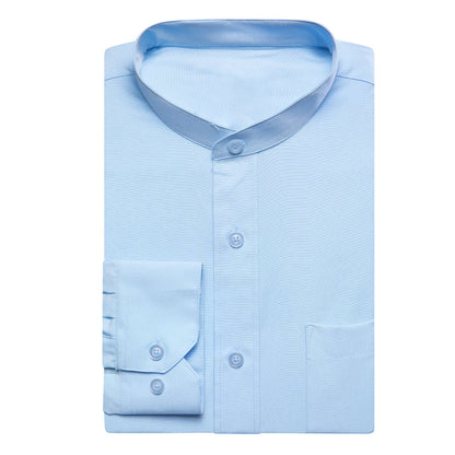 Collarless Light Blue Dress Shirt shirt    - Sophisticated Gentlemen