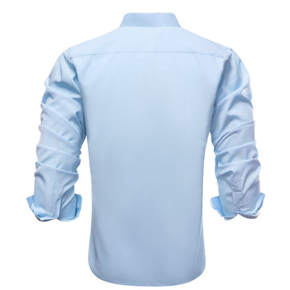 Collarless Light Blue Dress Shirt shirt    - Sophisticated Gentlemen