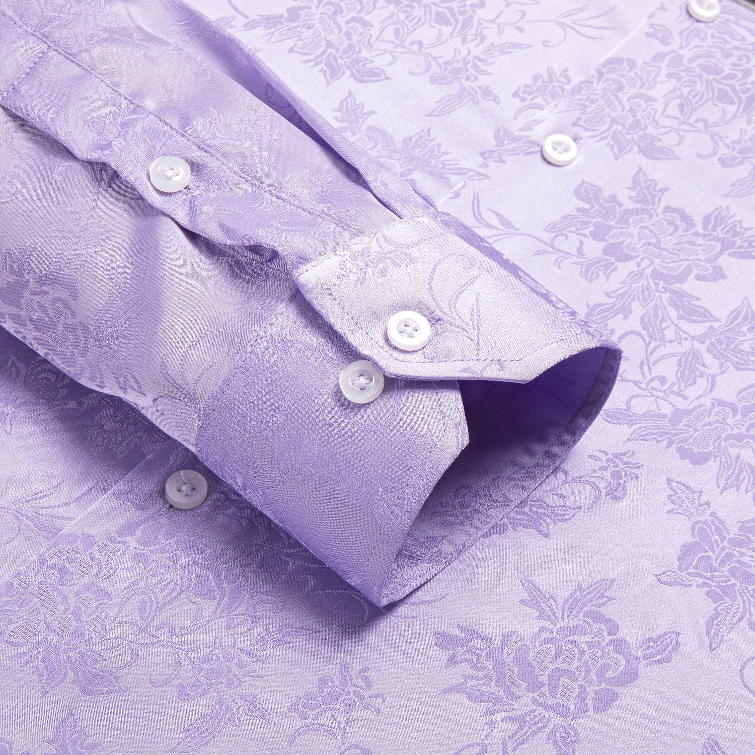 Lavender Floral Silk Dress Shirt L Lavender Floral Silk Dress Shirt L