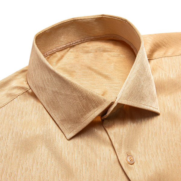 Beige Floral Silk Dress Shirt, S