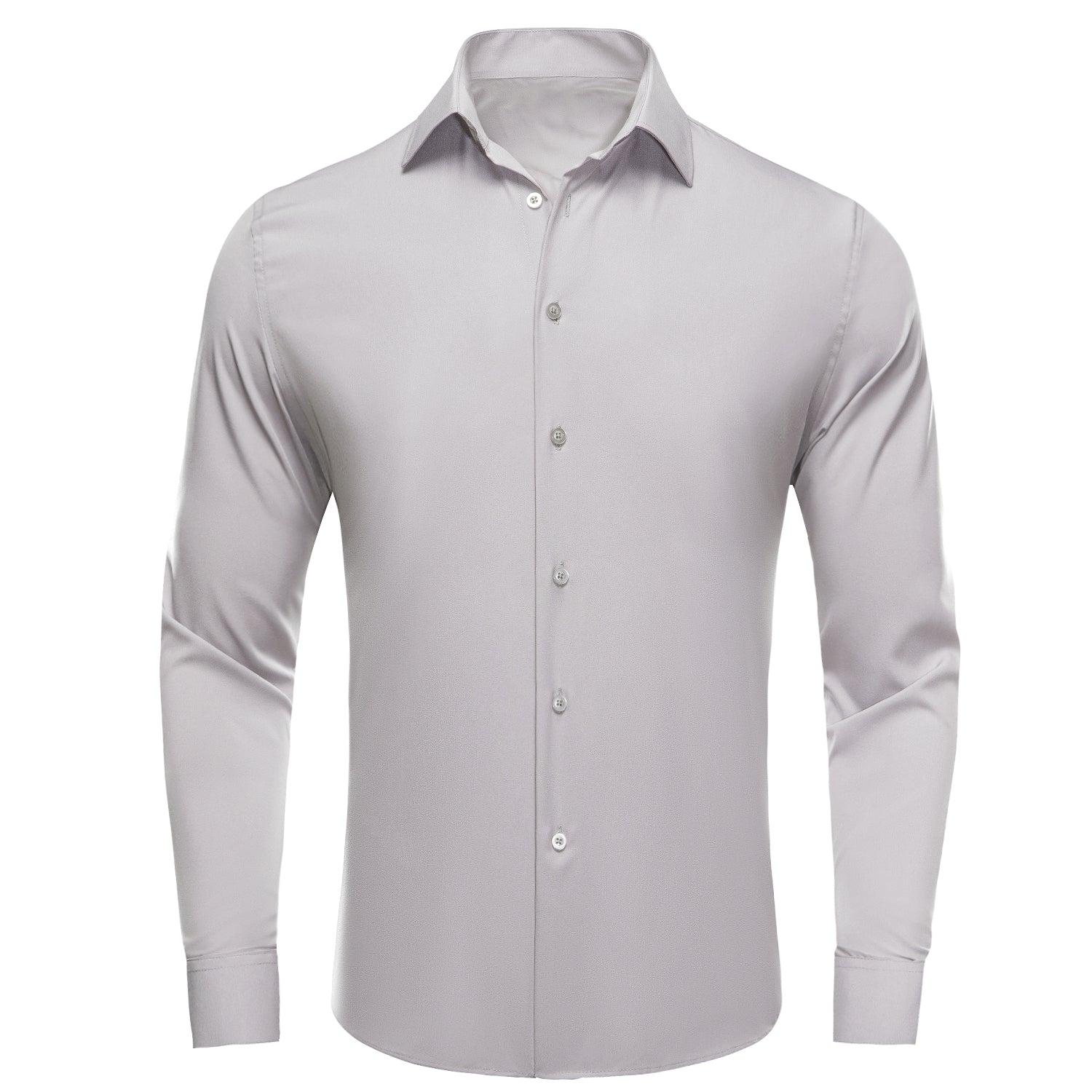 Solid Gray Silk Dress Shirt shirt S   - Sophisticated Gentlemen