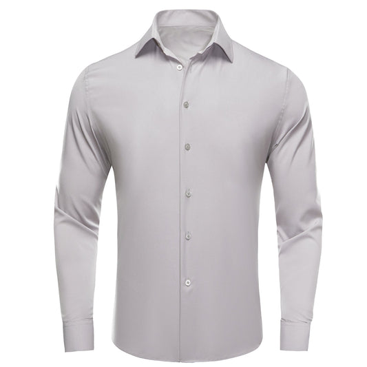 Solid Gray Silk Dress Shirt shirt S   - Sophisticated Gentlemen