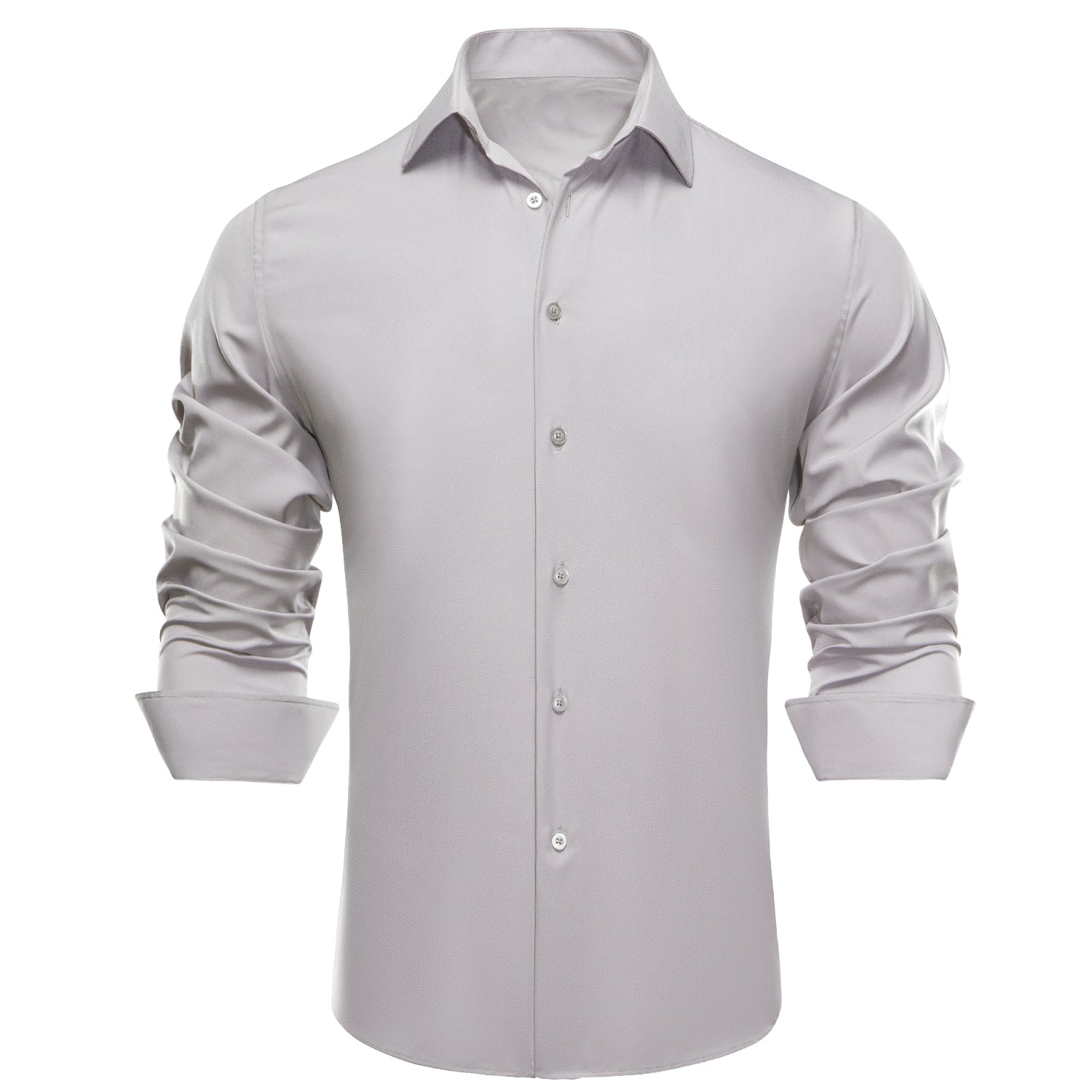Solid Gray Silk Dress Shirt shirt    - Sophisticated Gentlemen