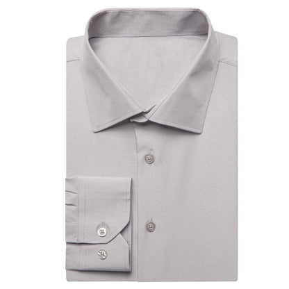 Solid Gray Silk Dress Shirt shirt    - Sophisticated Gentlemen