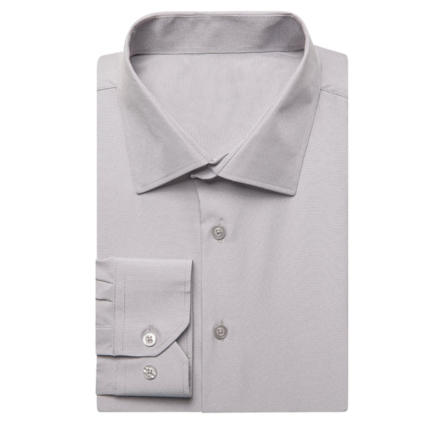 Solid Gray Silk Dress Shirt, S