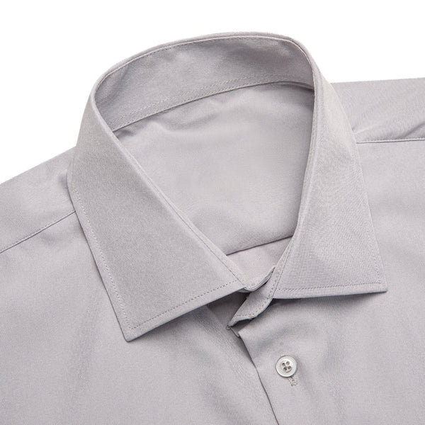 Solid Gray Silk Dress Shirt, S