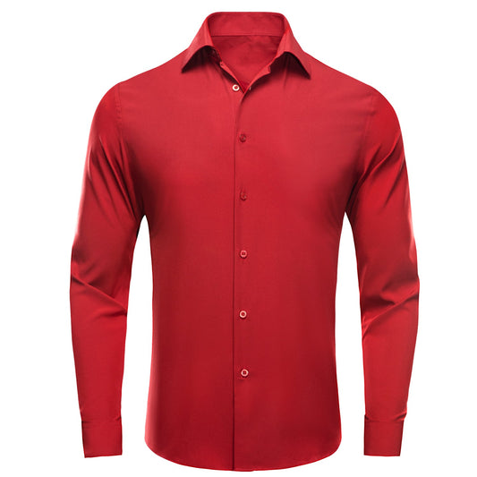 Solid Red Silk Dress Shirt shirt S   - Sophisticated Gentlemen