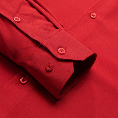 Solid Red Silk Dress Shirt shirt    - Sophisticated Gentlemen
