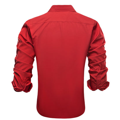 Solid Red Silk Dress Shirt shirt    - Sophisticated Gentlemen