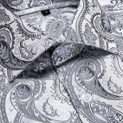 Silver Paisley Dress Shirt shirt    - Sophisticated Gentlemen
