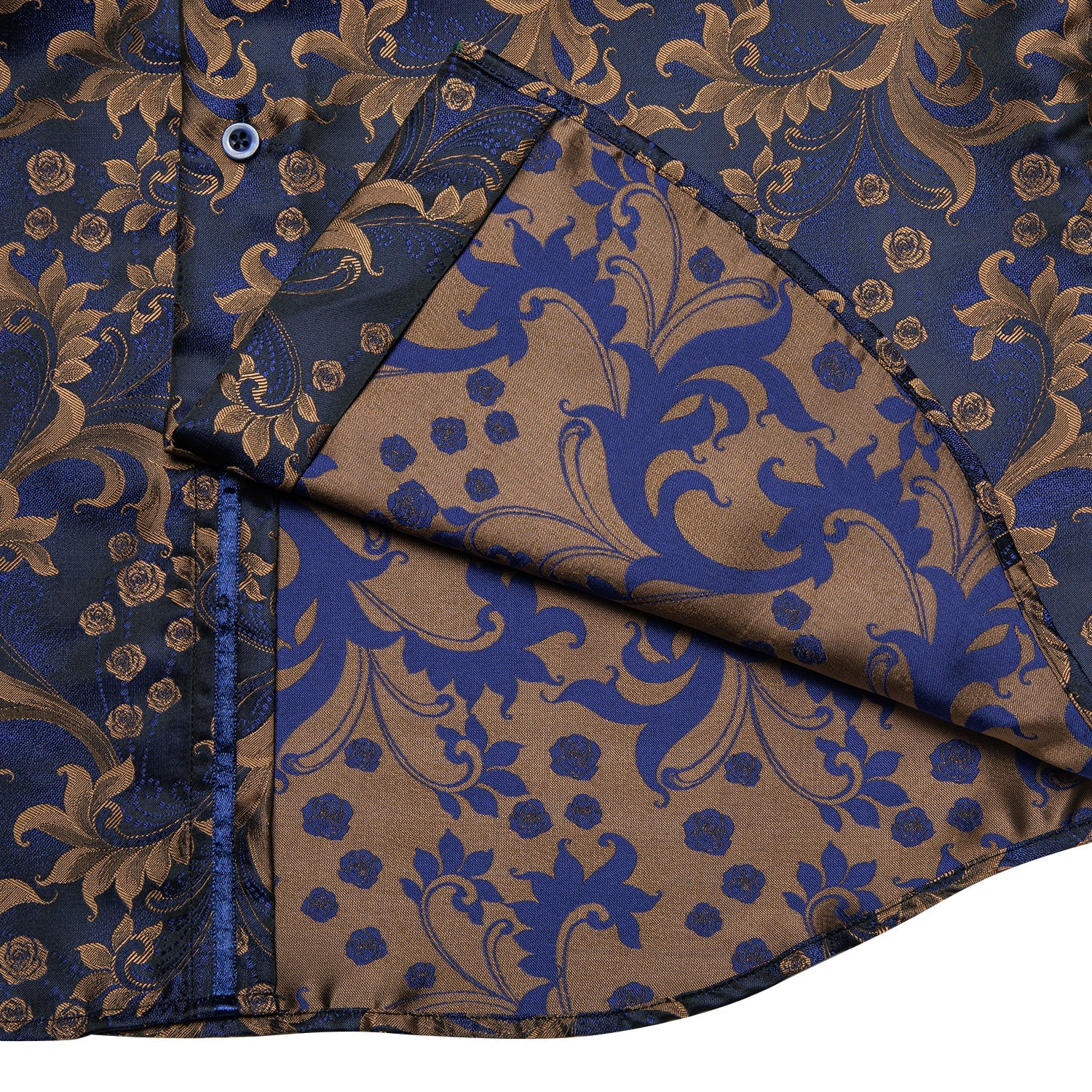 Royal Blue and Brown Floral Dress Shirt shirt    - Sophisticated Gentlemen