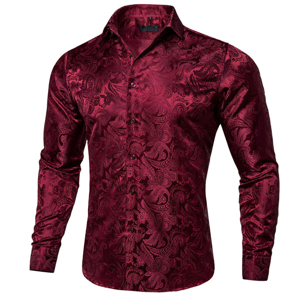 Red Paisley Silk Dress Shirt L