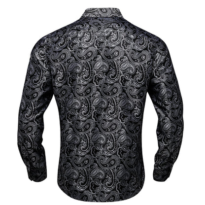 Black and Gray Paisley Dress Shirt shirt    - Sophisticated Gentlemen
