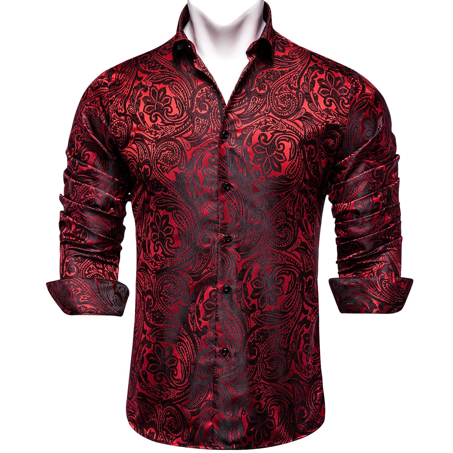 Dark Red Paisley Dress Shirt shirt    - Sophisticated Gentlemen