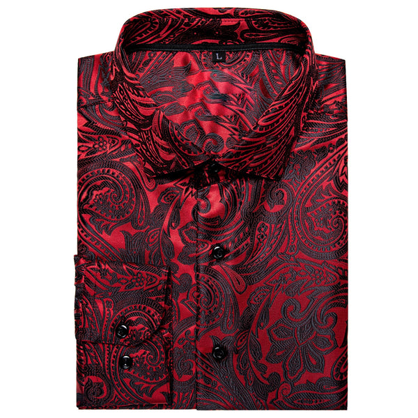 Dark Red Paisley Dress Shirt M