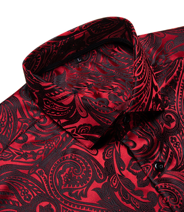 Dark Red Paisley Dress Shirt M