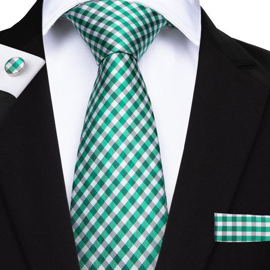 Spring Green Tie, Pocket Square and Cufflinks tie sets    - Sophisticated Gentlemen