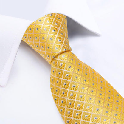 Gold and Diamonds Tie, Pocket Square and Cufflinks tie sets    - Sophisticated Gentlemen