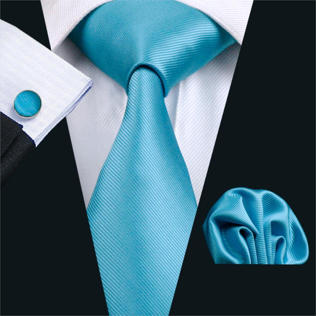Sky Blue Tie, Pocket Square and Cufflinks     - Sophisticated Gentlemen