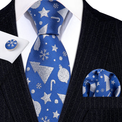 Snow Decorations Tie, Pocket Square and Cufflinks tie sets - Sophisticated Gentlemen