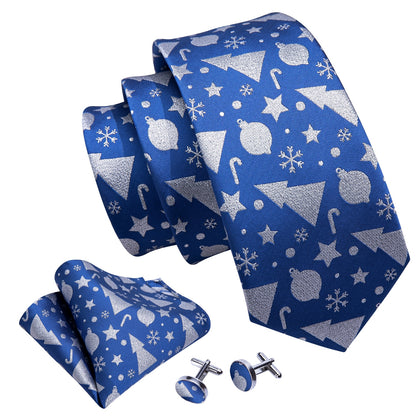 Snow Decorations Tie, Pocket Square and Cufflinks tie sets    - Sophisticated Gentlemen