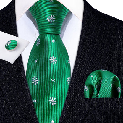 Snowflakes Tie, Pocket Square and Cufflinks tie sets - Sophisticated Gentlemen