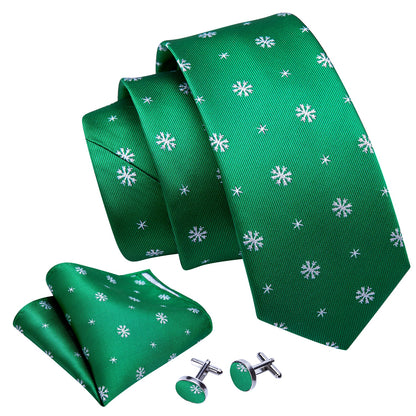 Snowflakes Tie, Pocket Square and Cufflinks tie sets    - Sophisticated Gentlemen