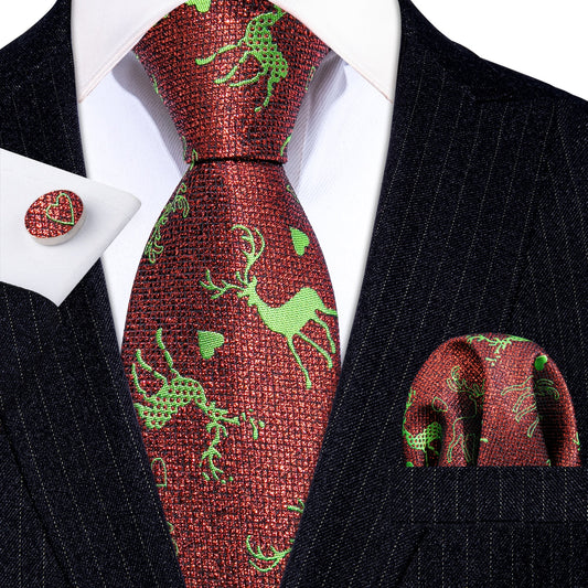 Reindeer In Love Tie, Pocket Square and Cufflinks tie sets - Sophisticated Gentlemen