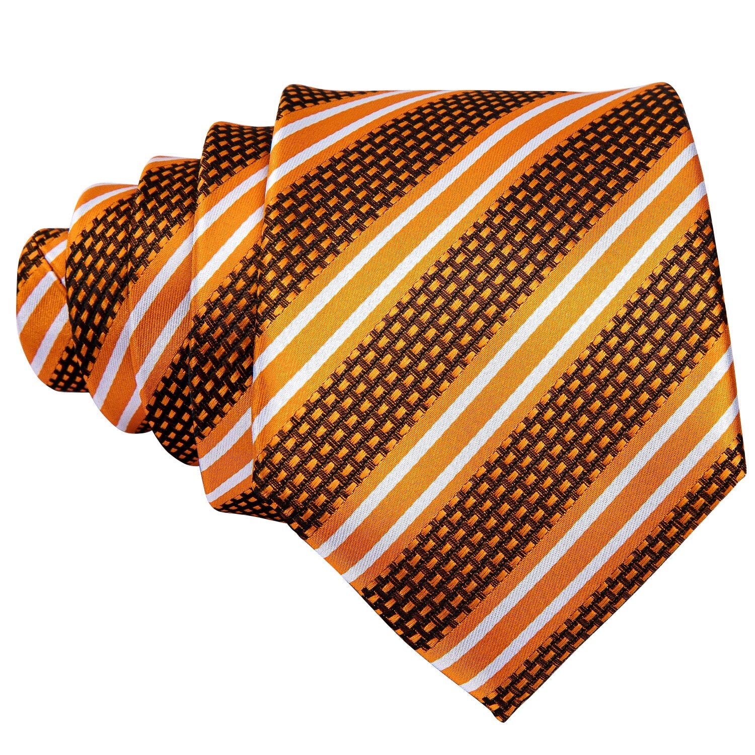 Gold Striped Premium Silk Tie, Pocket Square and Cufflinks tie sets    - Sophisticated Gentlemen