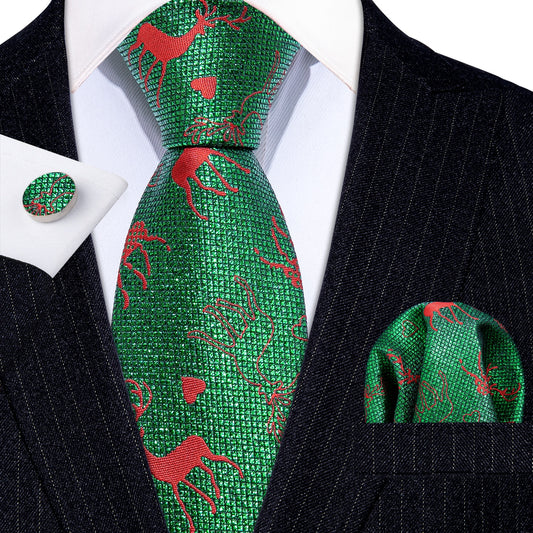 Santa's Reindeer Tie, Pocket Square and Cufflinks tie sets - Sophisticated Gentlemen