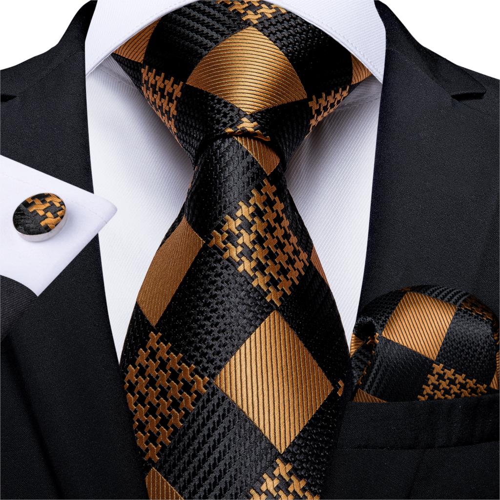 Modern Plaid Tie, Pocket Square and Cufflinks tie sets - Sophisticated Gentlemen