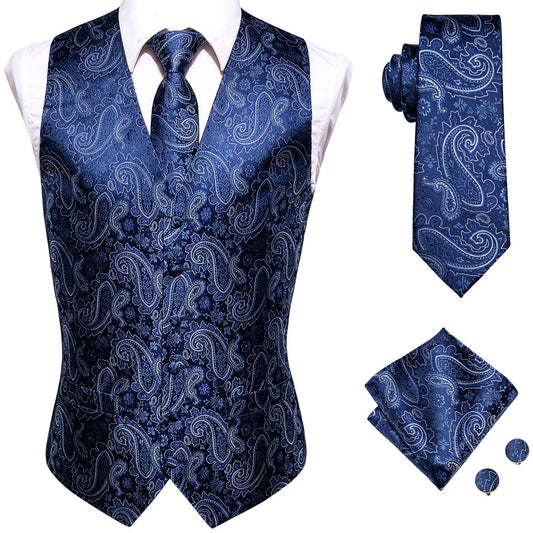 Shining Blue Vest Set vest set S (Chest 41)   - Sophisticated Gentlemen